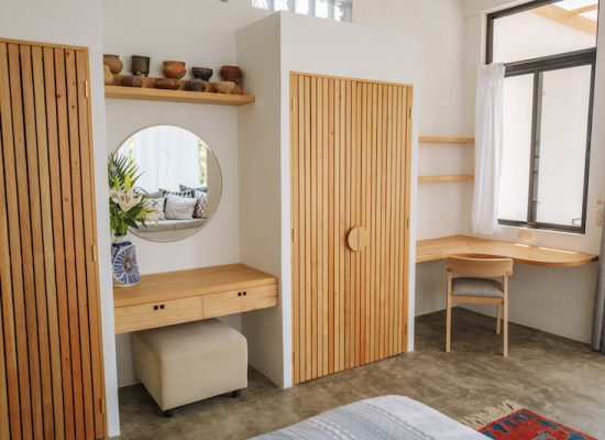 desk and closets